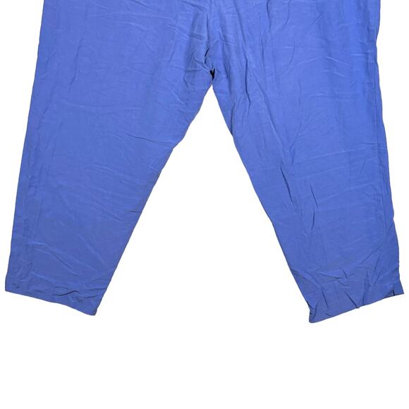 Maggie Barnes Size 28W Pull On Ankle Pant Silk Linen Cropped Casual Coastal Blue - Picture 6 of 9
